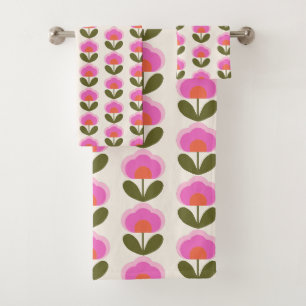Motif d'art scandinave aux fleurs roses