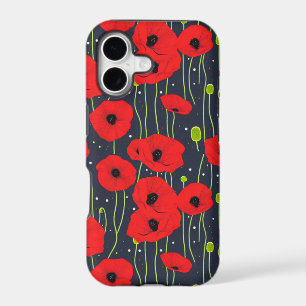 Motif d'art vibrant de coquelicots rouges modernes