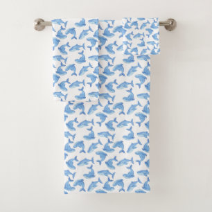Motif de baleine bleue d'aquarelle