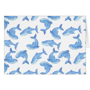 Motif de baleine bleue d'aquarelle