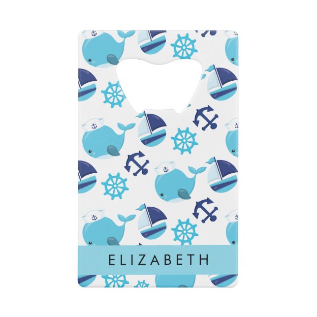 Motif De Baleines, Baleines Bleues, Votre Nom (Devant)
