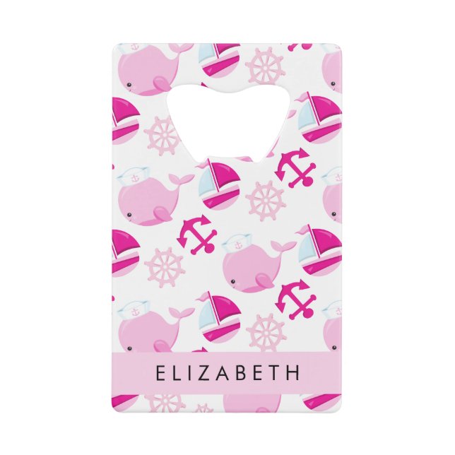 Motif De Baleines, Baleines Roses, Votre Nom (Devant)