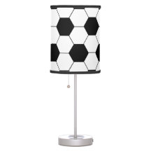 Motif de balle de football noir et blanc Lampe omb