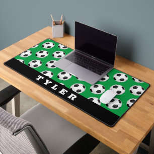 Motif de balle de football, Nom en gras, Noir/Vert