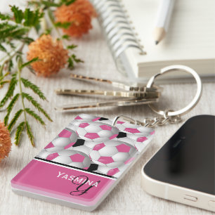 Motif de balle de soccer rose Monogram