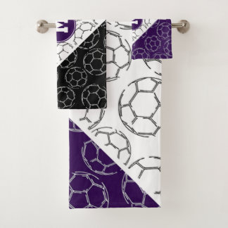 motif de ballons de football en art linéaire viole