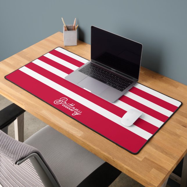Motif de bandes rouge et blanche Personnalisé (Bureau 2)