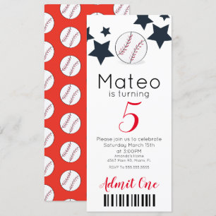 Motif de baseball moderne Invitations de fête de s