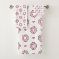 Motif de beigne et de coeur roses