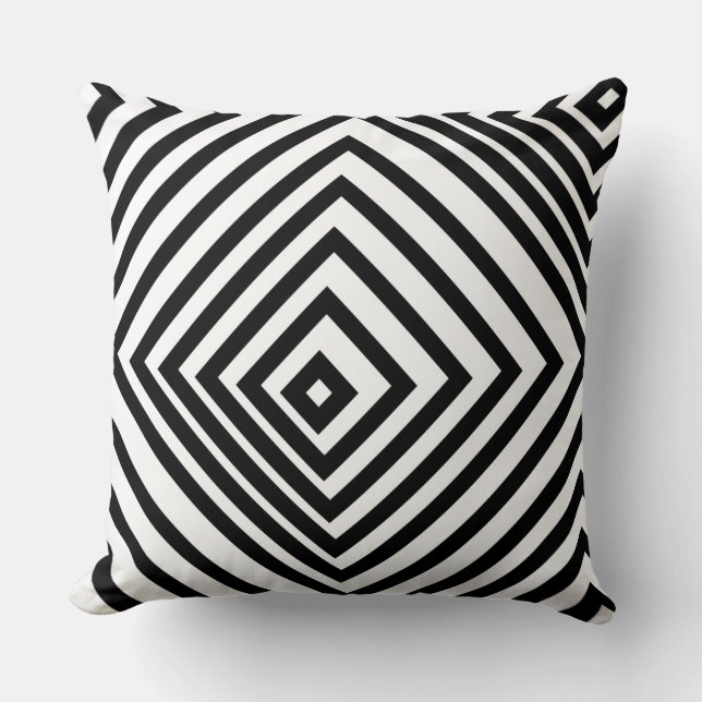 Motif de boîte imbriquée noir et blanc - oreiller  (Recto)