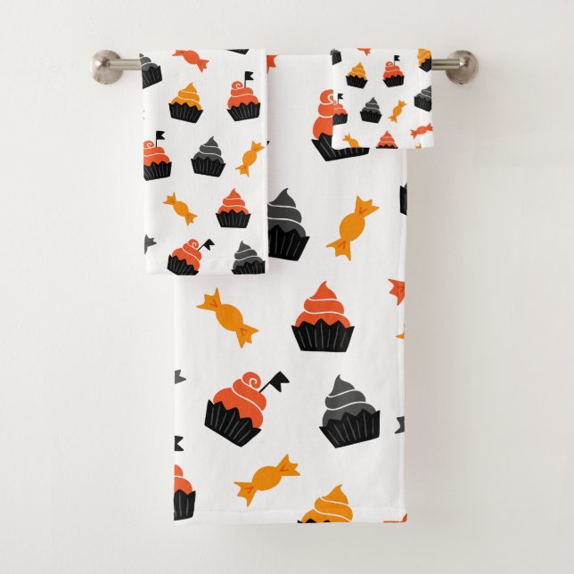 Motif de bonbons et de cupcakes d'Halloween (En situation)