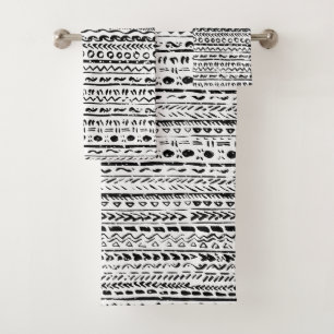 Motif de boue ethnique tribale noire et blanche