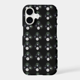 Motif de boules de pelouse noires et de jacks,