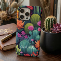 Motif de cactus coloré gras avec nom personnalisé