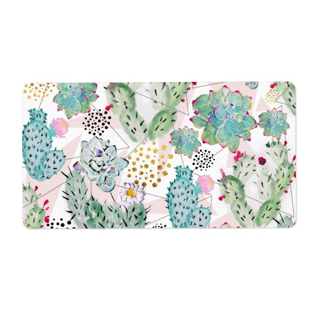 motif de cactus et triangles aquarelle (Devant)
