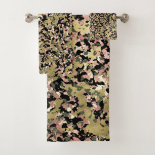 Motif de camouflage noir rose or