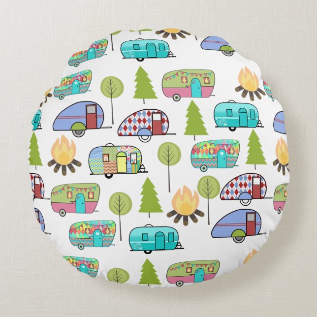 Motif de camping Coussins ronds (Devant)