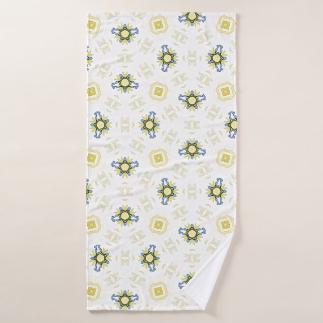 Motif de carreau floral à l'aquarelle douce (Serviette de bain)