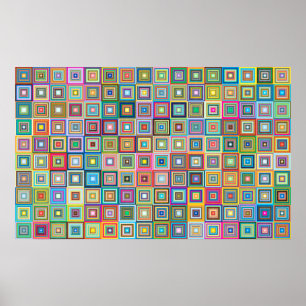 Motif de carreaux colorés rétro amusant   Poster