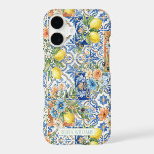 Motif de carreaux de citron méditerranéen élégant 