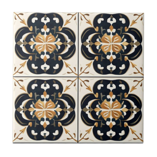 Motif de carreaux de crème noire (Devant)