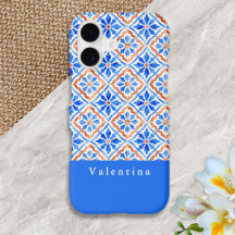Motif de carrelage abstrait méditerranéen bleu per