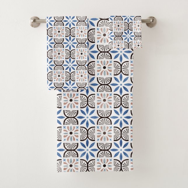 Motif de carrelage bleu Floral (En situation)