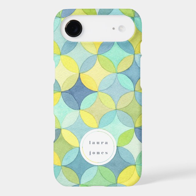 Motif de cercles à l'aquarelle avec nom personnali (Verso)