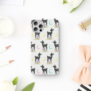Motif de cerf, bébé cerf, Boho, fleurs, lune