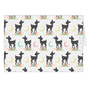 Motif de cerfs, Cerf de bébé, Boho, Fleurs, Lune