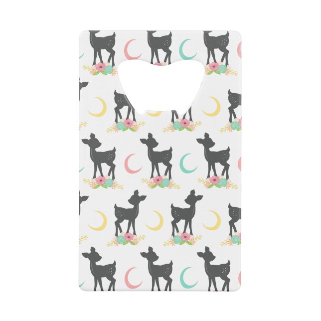 Motif de cerfs, Cerf de bébé, Boho, Fleurs, Lune (Devant)