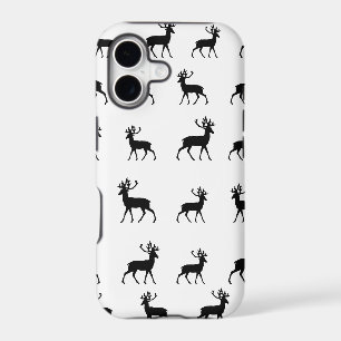 motif de cerfs en noir et blanc