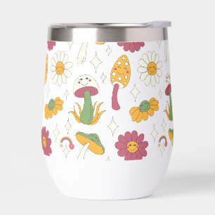 Motif de champignons colorés, arc-en-ciel et margu