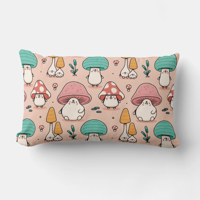 Motif de champignons Lumbar Coussin (Recto)