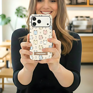 Motif de chat Kawaii avec nom personnalisé