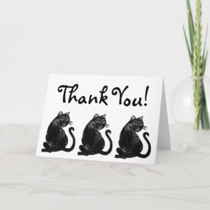 Motif de chat noir Carte de remerciements