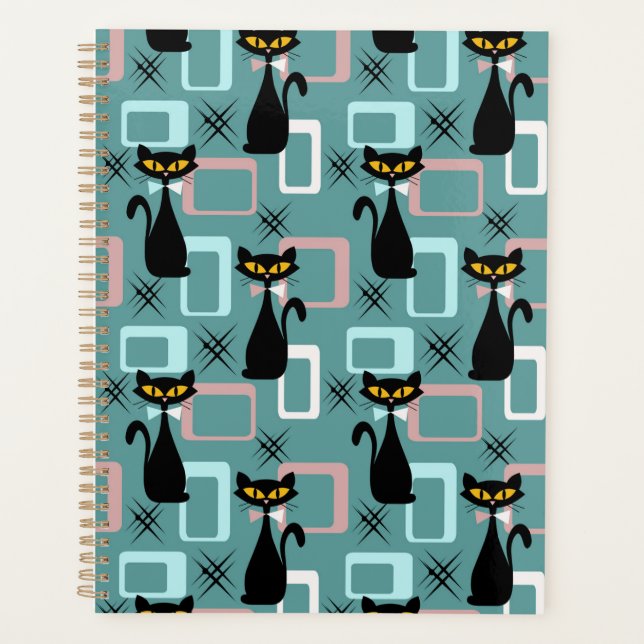 Motif de chat noir du milieu du siècle (Devant)