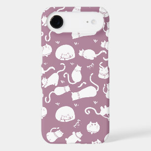 Motif de chats blancs mignons sur fond mauve