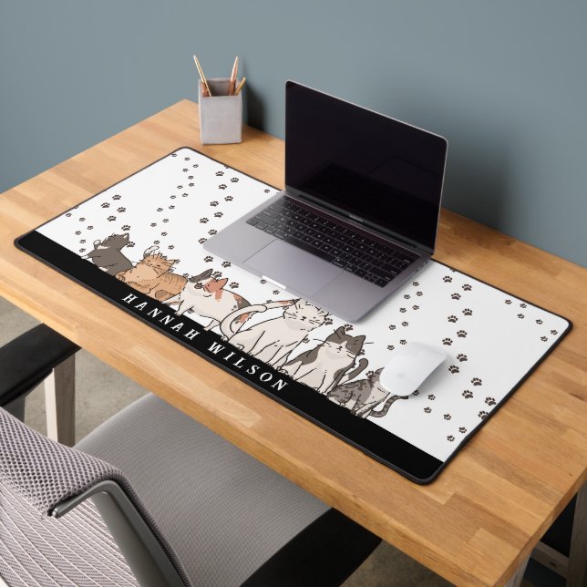 Motif de chats caricaturés | Monogramme (Bureau 2)