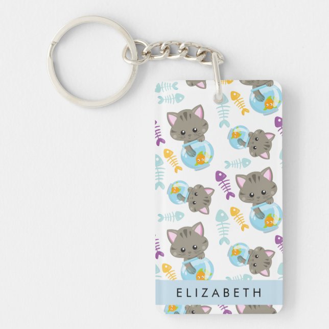 Motif De Chats, Chats Mignons, Chatons, Votre Nom (Devant)