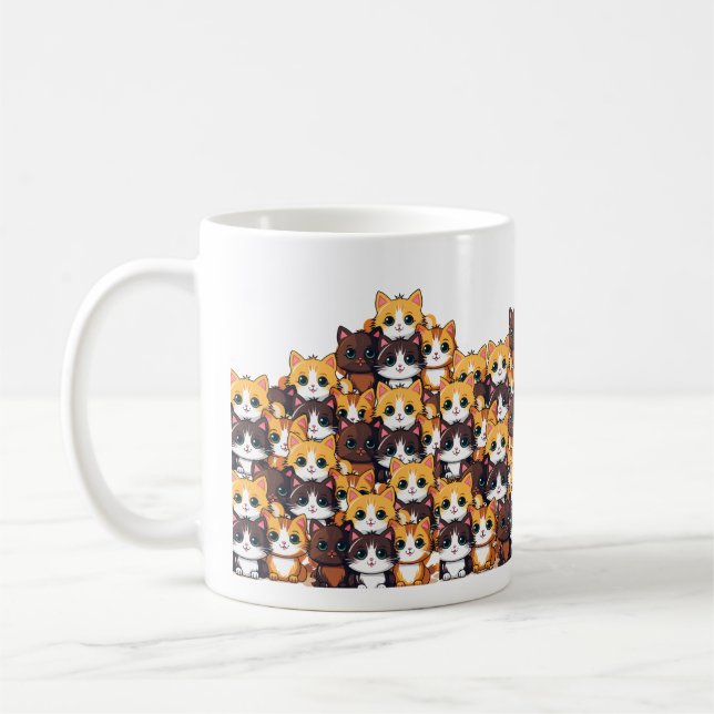 Motif de chats Kawaii en Mug de couleurs douces (Gauche)