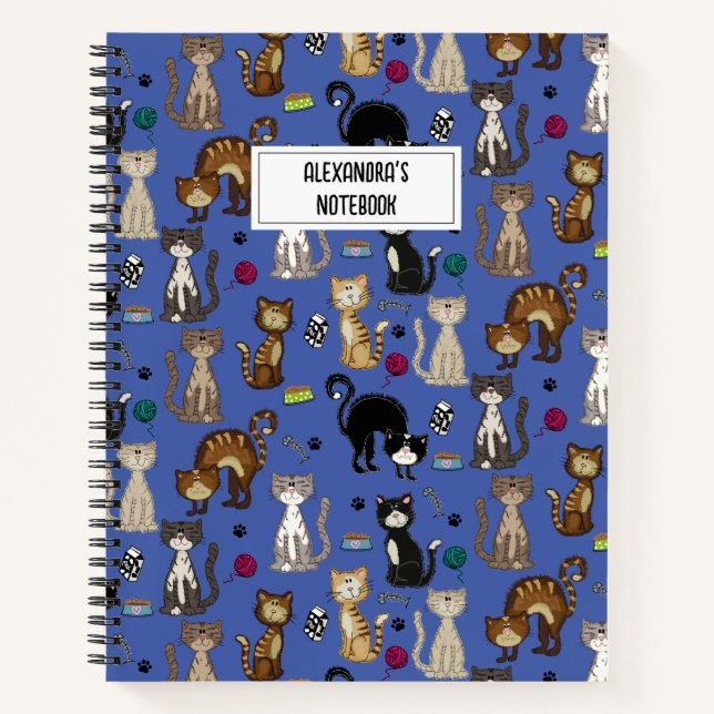 Motif de chats mignons Carnet personnalisé (Devant)