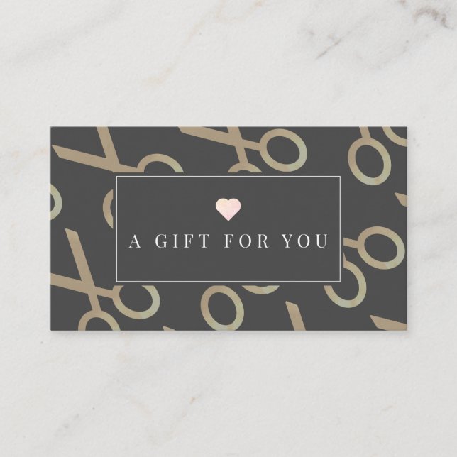 Motif de ciseaux or gris foncé certificat cadeau (Devant)
