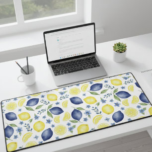 Motif de citron de campagne française bleu 