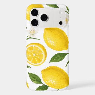 Motif de citron frais avec feuilles et fleurs