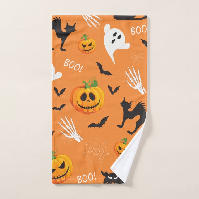 Motif de Citrouille de chat Ghost Halloween (Serviette à main)