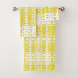 Motif de clé grecque moderne jaune et blanc