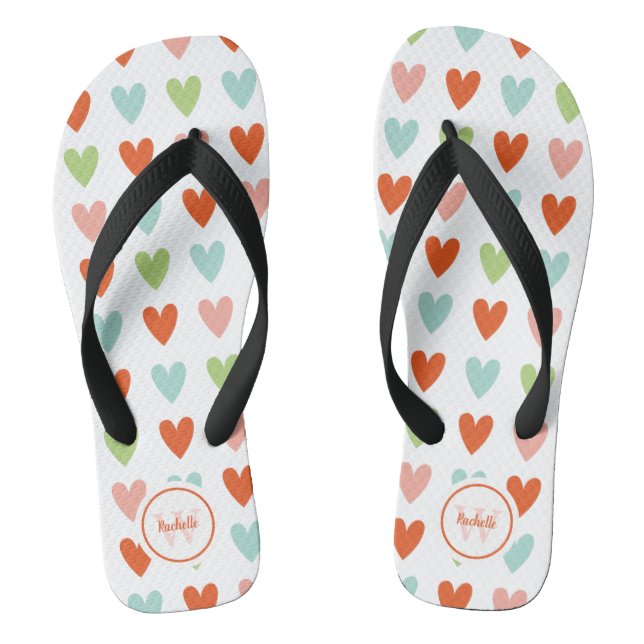 Motif de coeur coloré paire de tongs (Semelle)