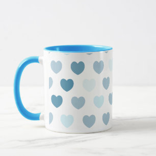 Motif de coeur en bleu, mug