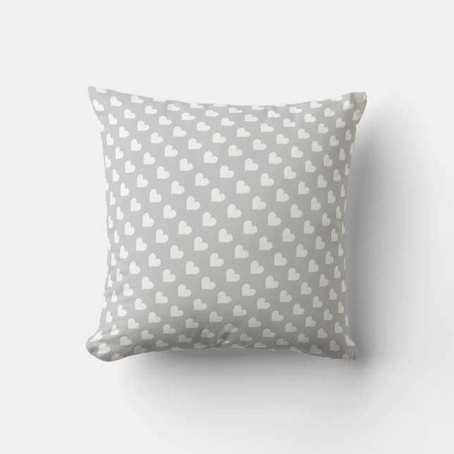 Motif de coeur gris et blanc oreiller (Recto)